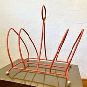 Vintage orange metal magazine rack, 1970s