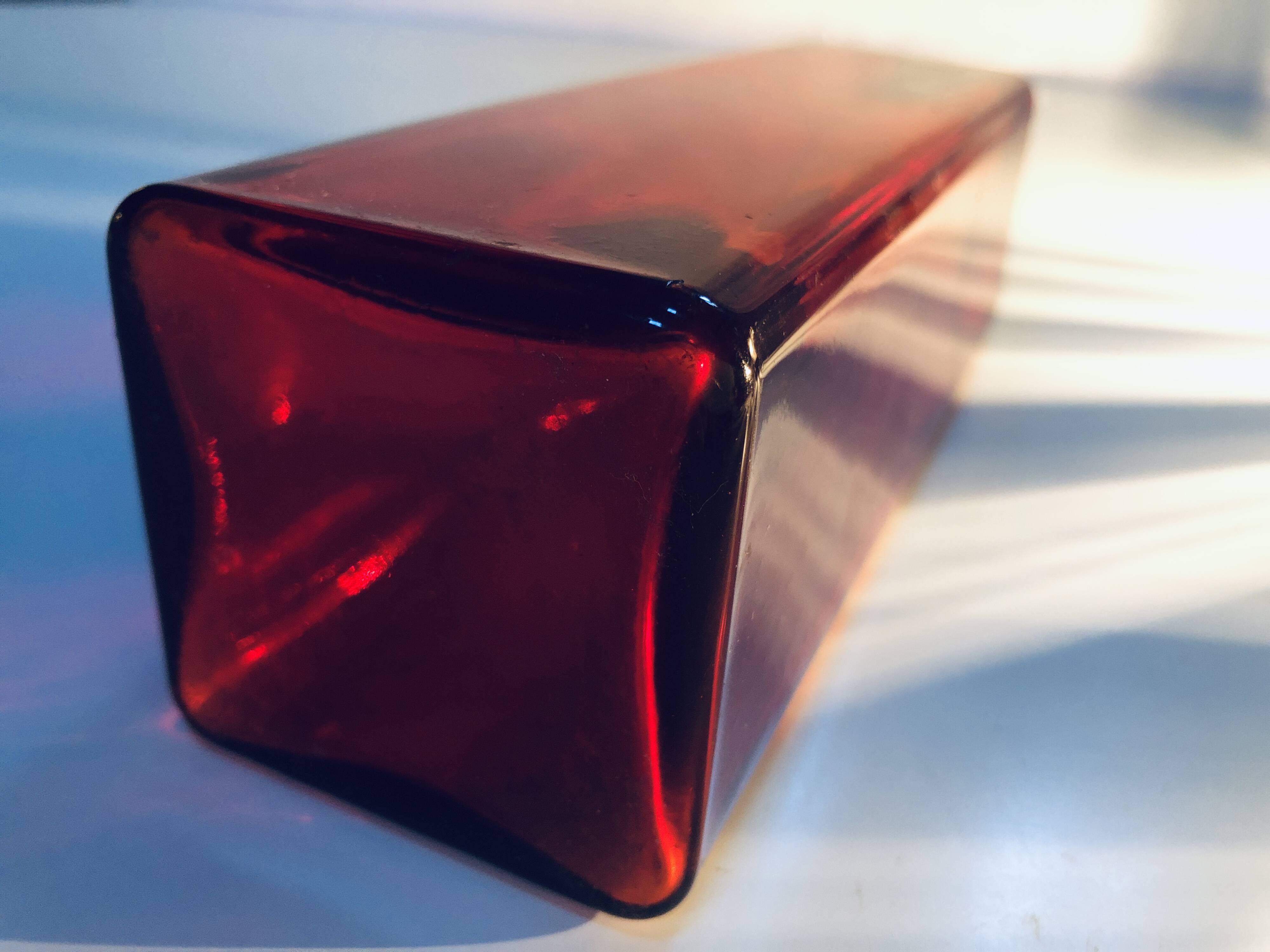 Vintage vase • red glass • 1970's