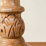 Vintage lamp carved wood and fabric