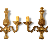 Pair Wall Sconces LOUIS XVI Gilded Bronze Antique French Regency Shabby pair sconces Dore Regency