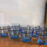 Set of 8 blue Arco France glasses.