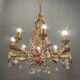 Italian Florentine Gold Gilded Murano Glass Chandelier