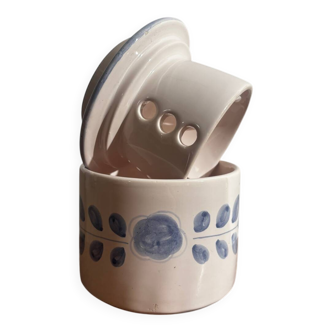 Large water butter dish pottery La Rochelle 1984 signed