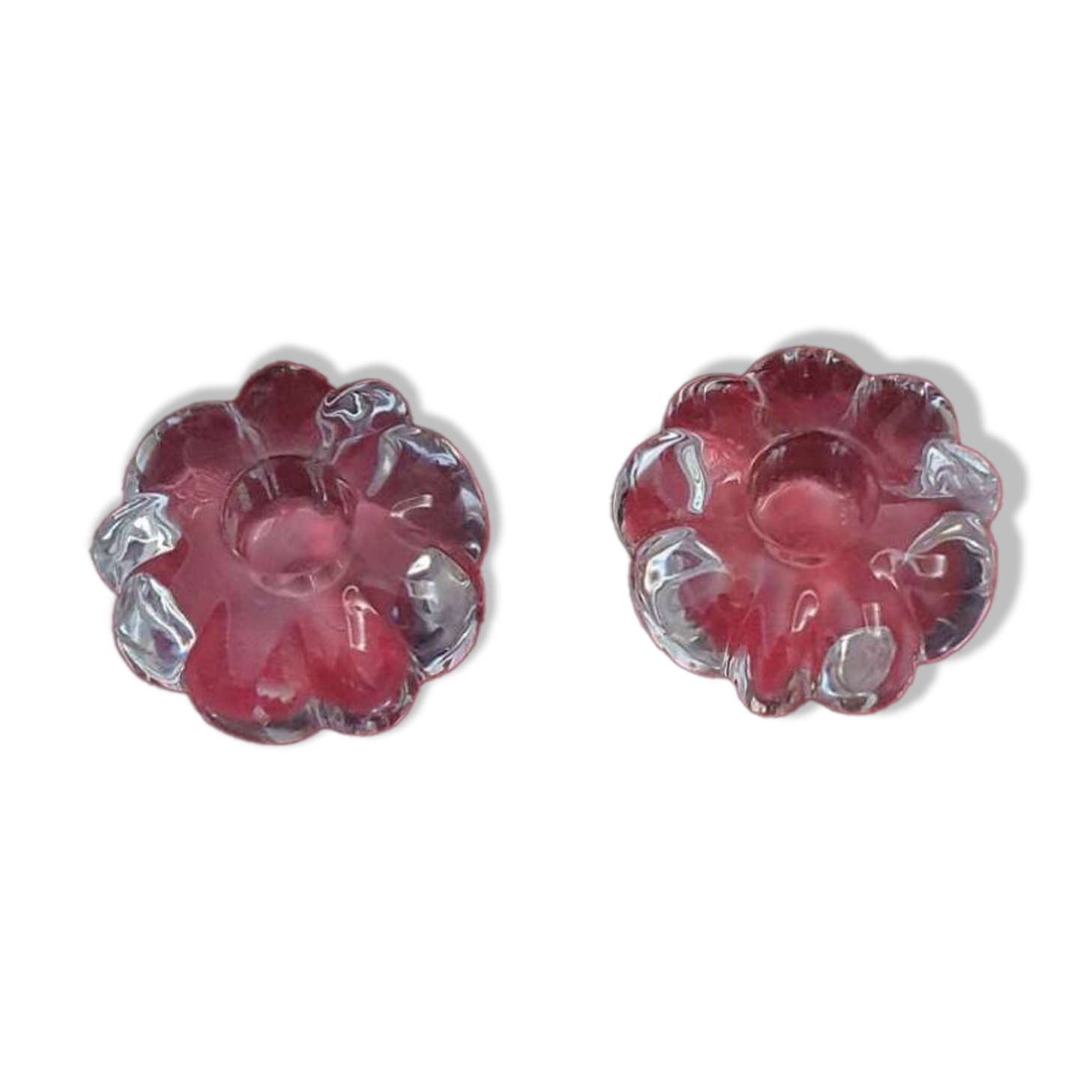 Pair of Baccarat crystal candlesticks, flower/rose model — new condition