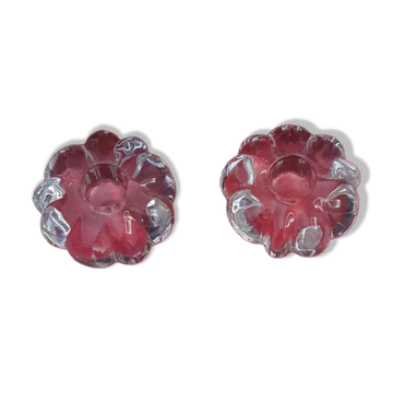 Paire de bougeoirs Baccarat en cristal, modèle fleur/rosace — neufs av