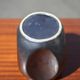 Vallauris modernist cubic vase enamelled black with orange interior, vintage vase, collection, decoration
