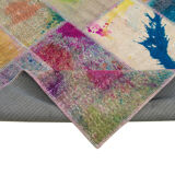 Handwoven turkish contemporary 203 cm x 302 cm multicolor patchwork carpet