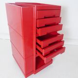 Vintage Italian Red Plastic Storage Trolley By Giovanni Pelis For Stile Neolt Italy