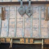 Old Vintage Indian Box on Wooden Wheels Early 20th S