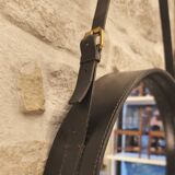 Miroir cuir de Jacques Adnet, vintage 1950