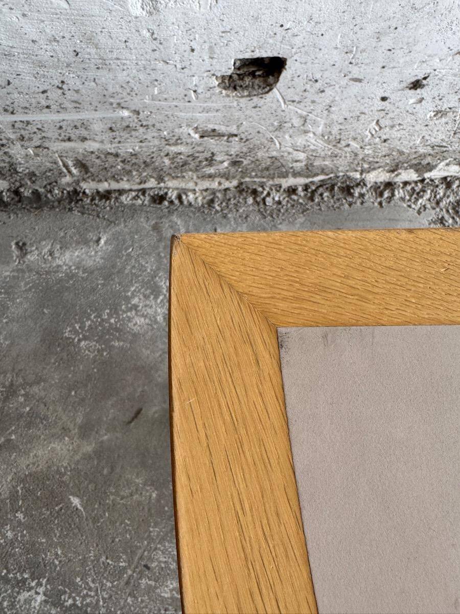 Set of 2 light-grey laminated and beech wood half-round dining tables by Magnus Olesen