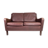 Two seater sofa, with red brown leather by Stouby Furniture