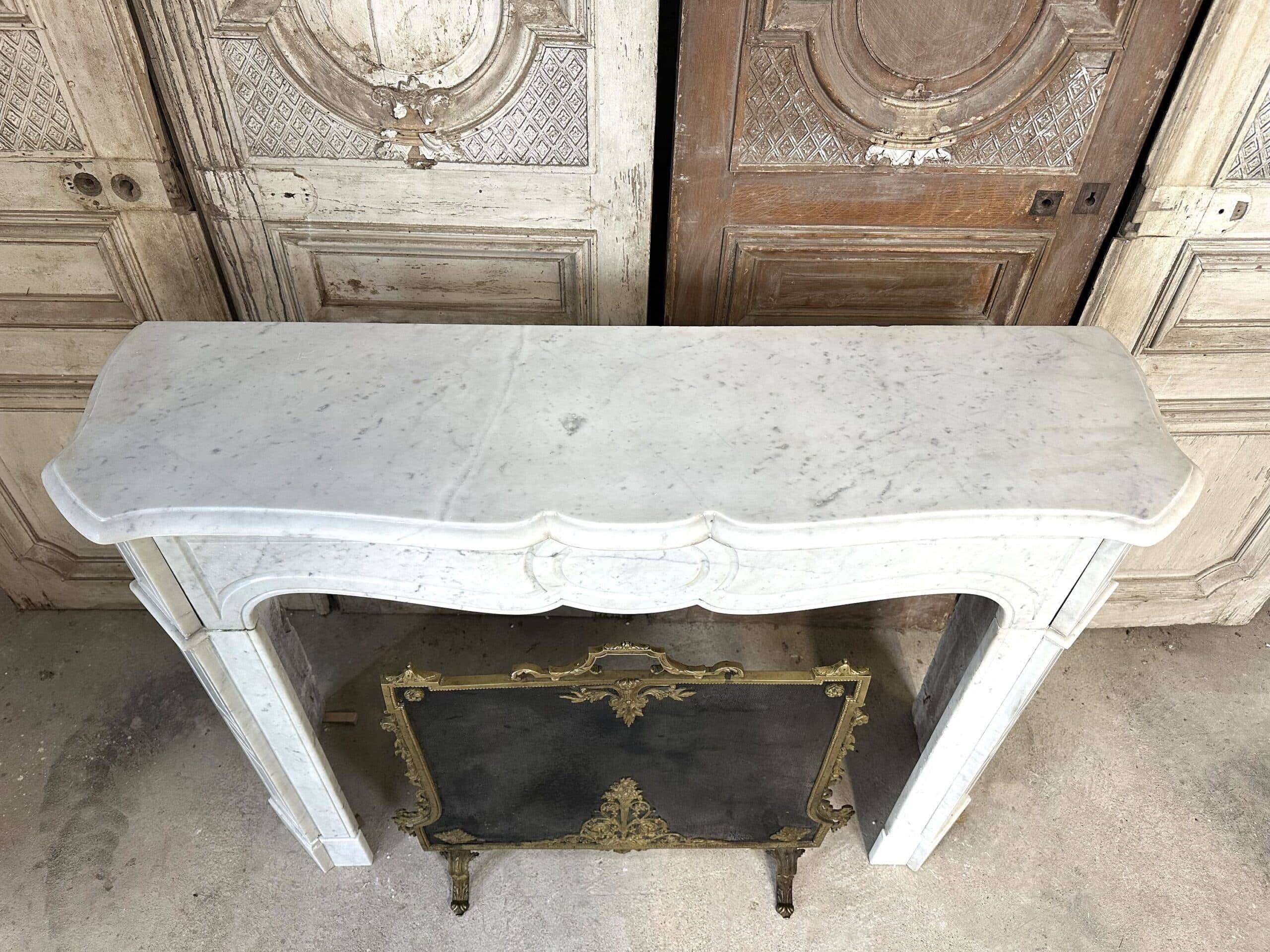 Louis XV style fireplace in white marble circa 1900