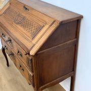 Carved oak secretary