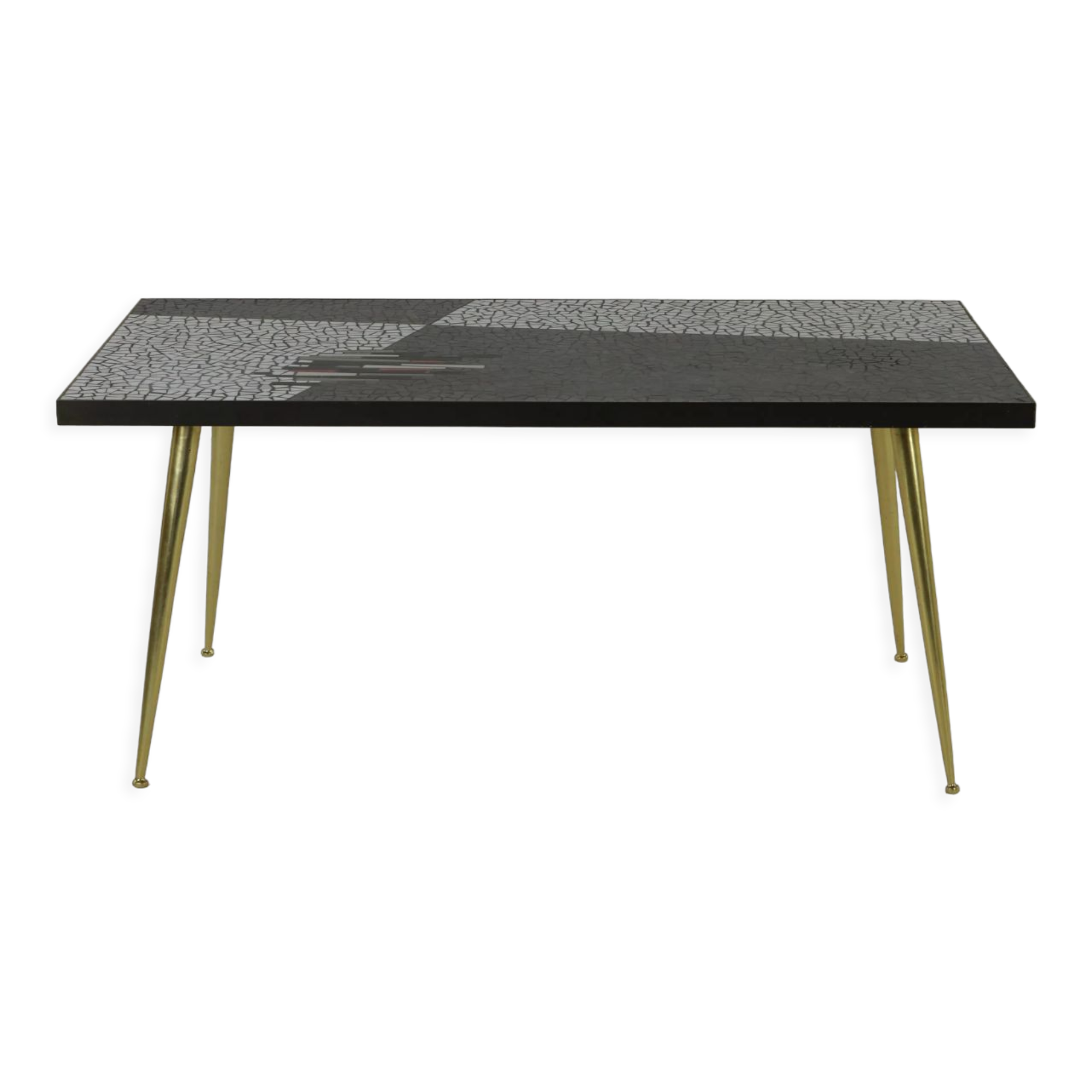 German design mosaic coffee table with brass legs