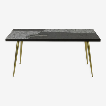 German design mosaic coffee table with brass legs