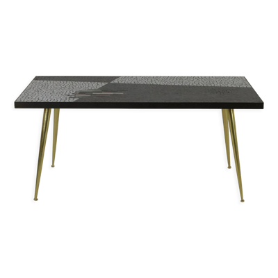 Table basse en mosaïque design allemand avec pieds en laiton