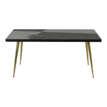 German design mosaic coffee table with brass legs