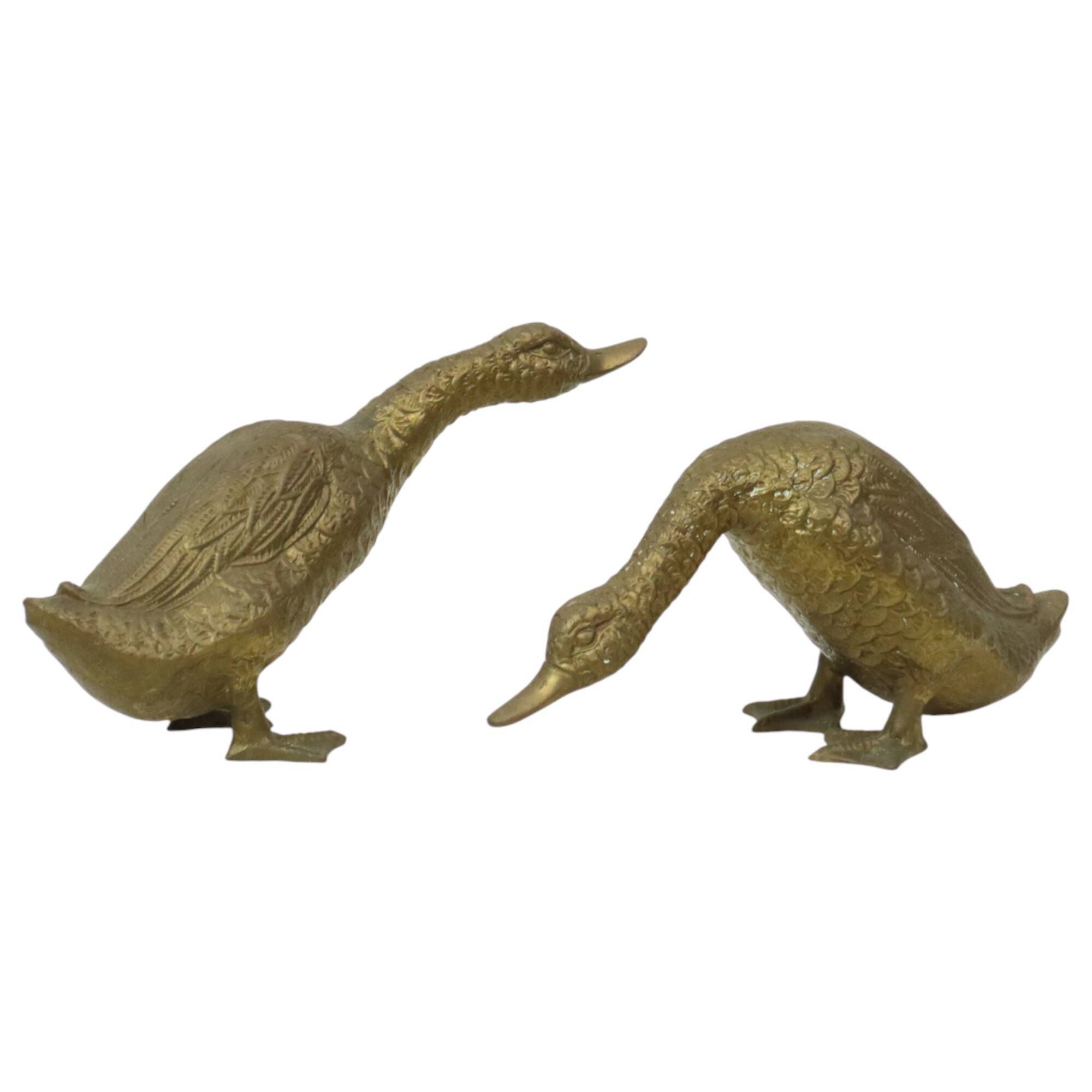 Pair of Bronze Ducks and Geese Figurines France 1940s