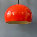 Big vintage red metal space age pendant lamp