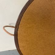 Mid-Century Scandinavian Round Wenge Wood Mirror with Leather Strap, 1950s