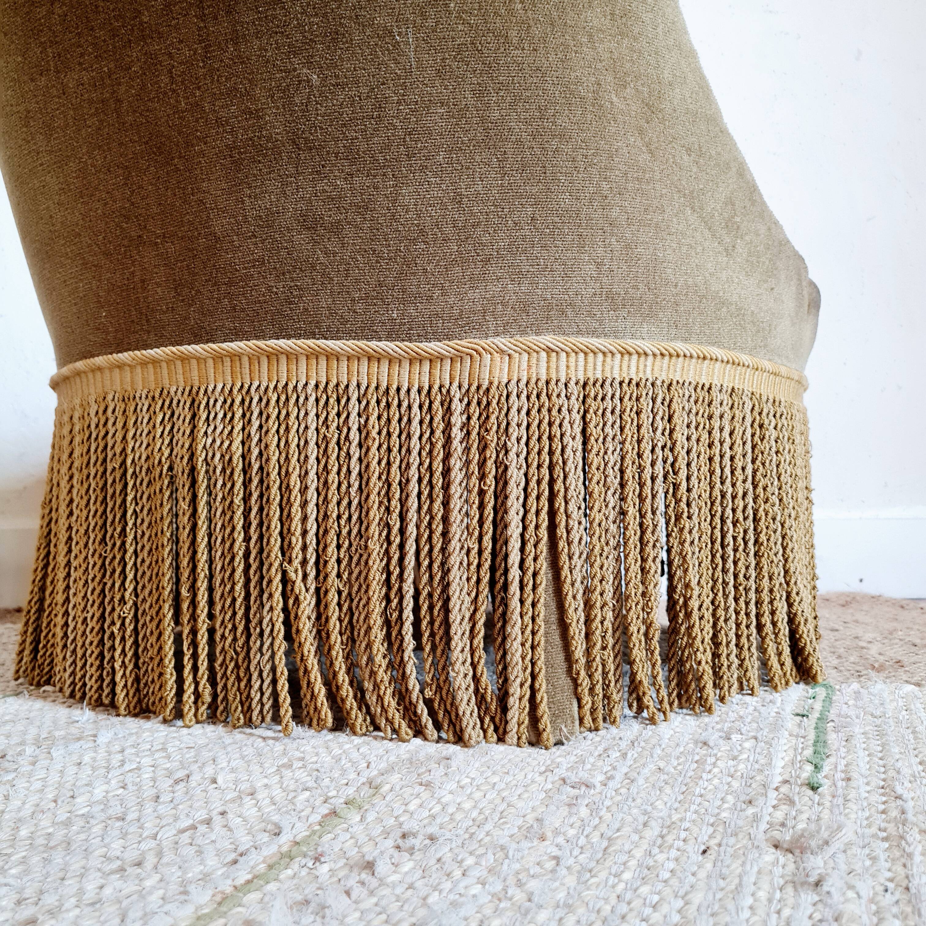 Bronze green velvet toad armchair