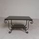 Table basse vintage avec 2 plateaux en verre avec impression des années 50