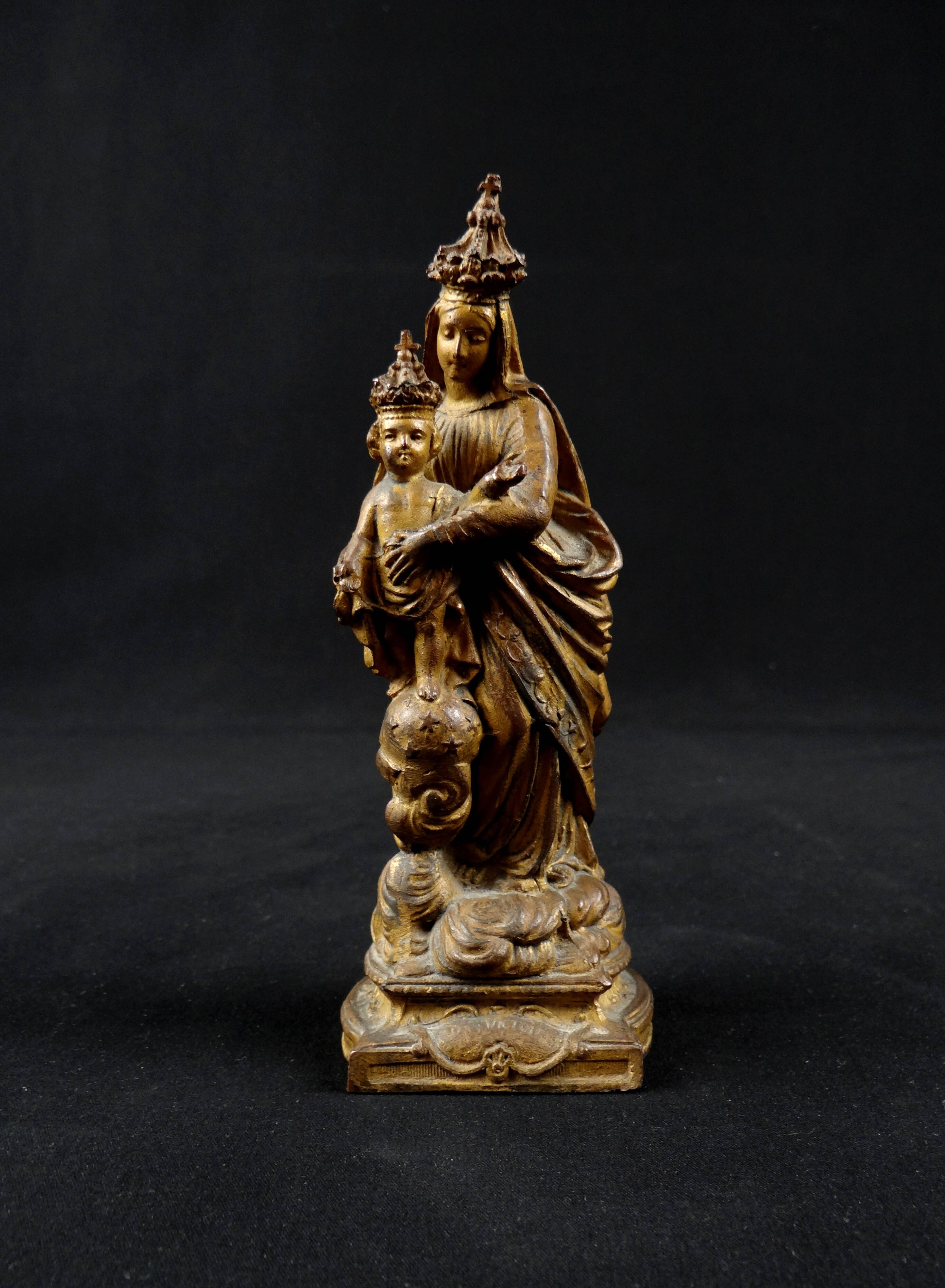 Statuette of the Virgin and Child Our Lady of Victories in 19th century spelter