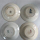 Lot of 4 deep plates, pink, blue, and green ironstone, French earthenware.