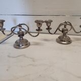 Pair of silver metal candlesticks