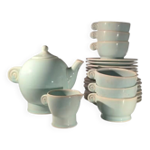 Jean luce pour villeroy & boch mettlach, rare service à thé art déco bleu c