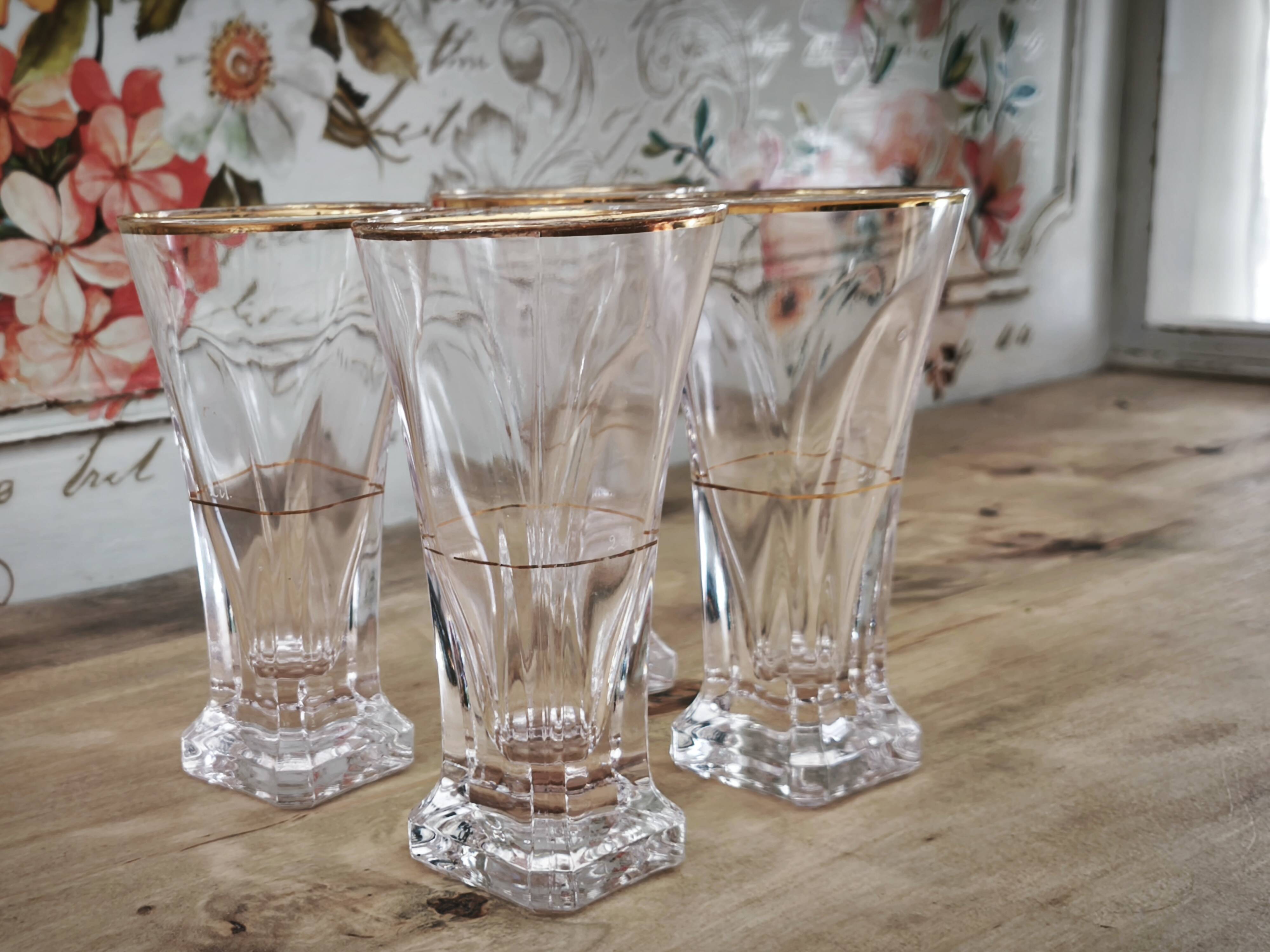 Lot de 4 verres à pastis Bistrot anciens avec marque de dosage