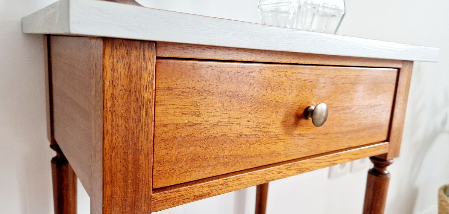 Meuble guéridon en bois acajou