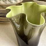 Green blown glass handkerchief vase