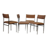 Chaises des années 50 en chrome et tissu, ensemble de 4, années 1970