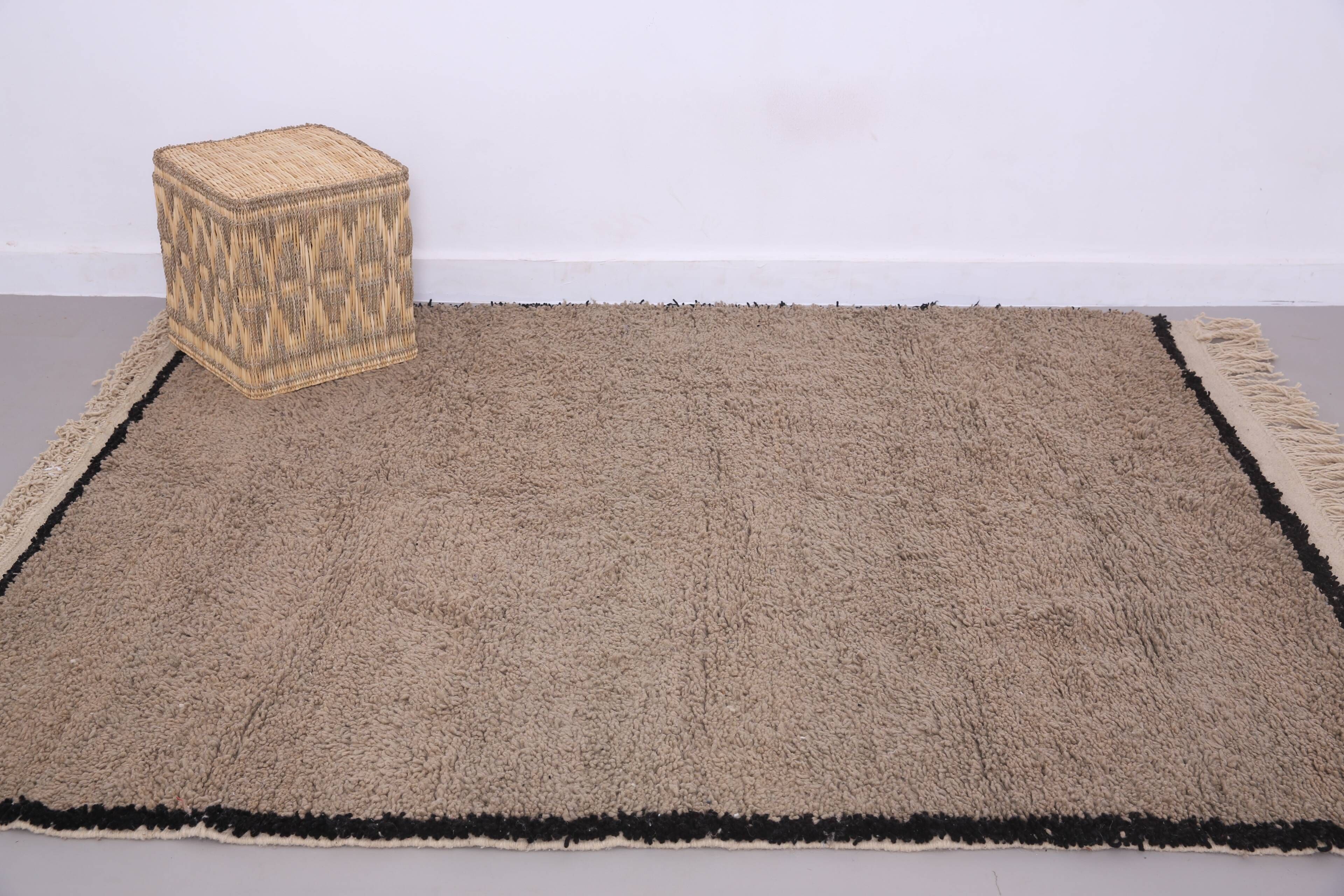 Taupe Handmade Moroccan Rug 177 x 219 cm - Berber Wool Rug - Bohemian Style
