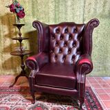 Vintage Brocante Leather Chesterfield Armchair