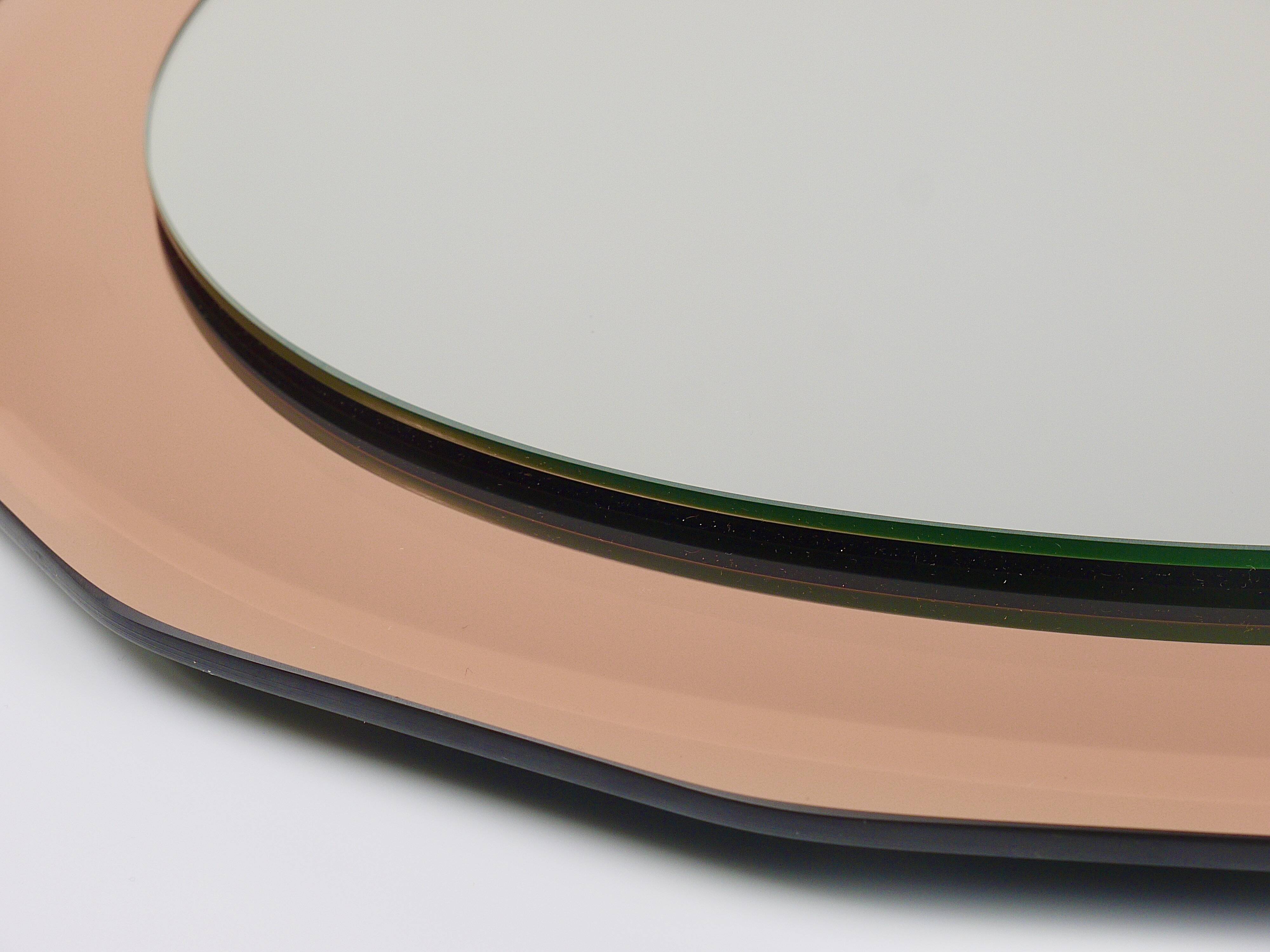 Cristal Arte Pink Oval Rosé Mid-Century Wall Mirror, Italy, 1960s