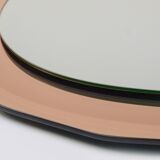 Cristal Arte Pink Oval Rosé Mid-Century Wall Mirror, Italy, 1960s