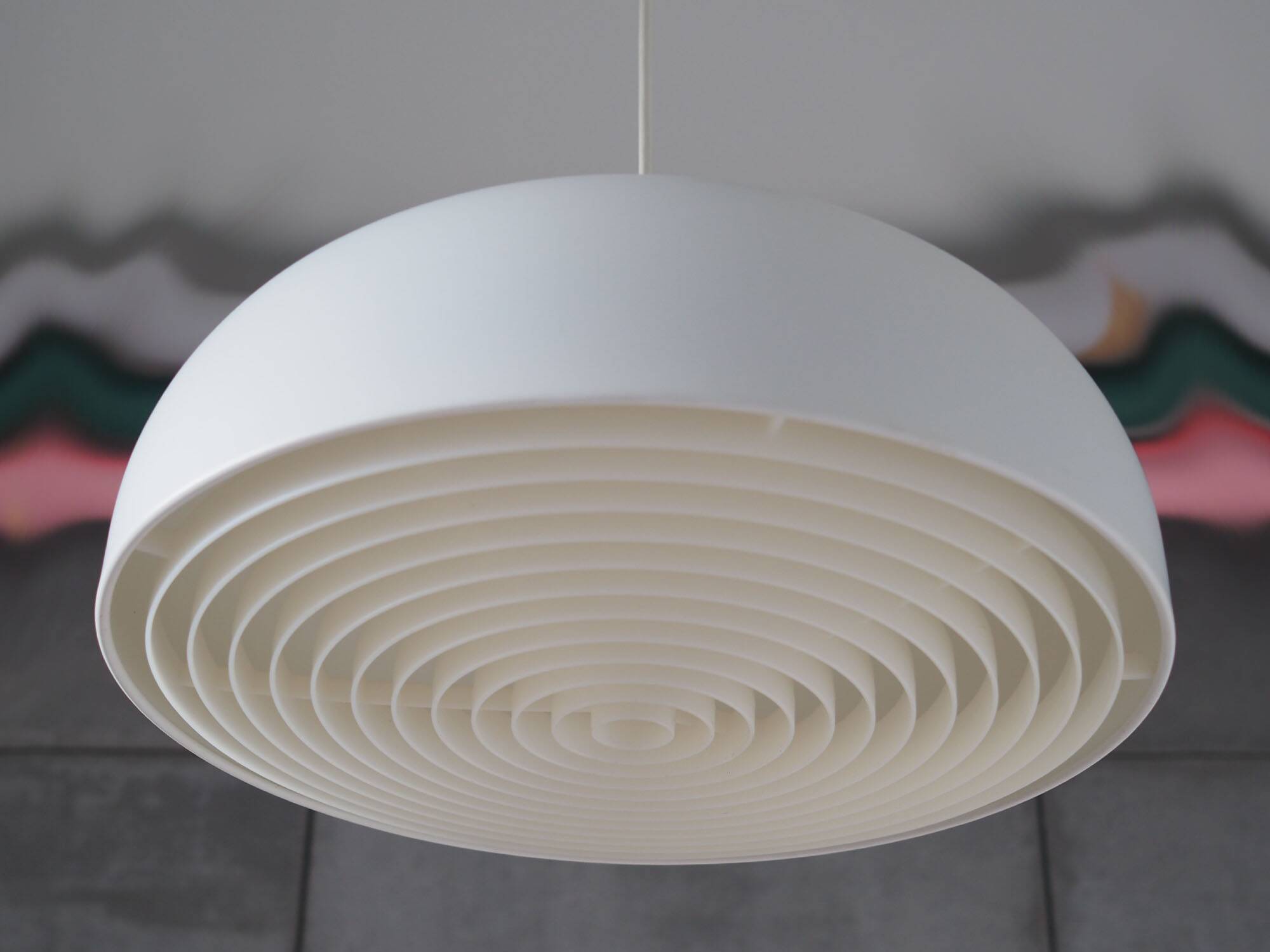 White pendant lamp, Danish design, production: Denmark