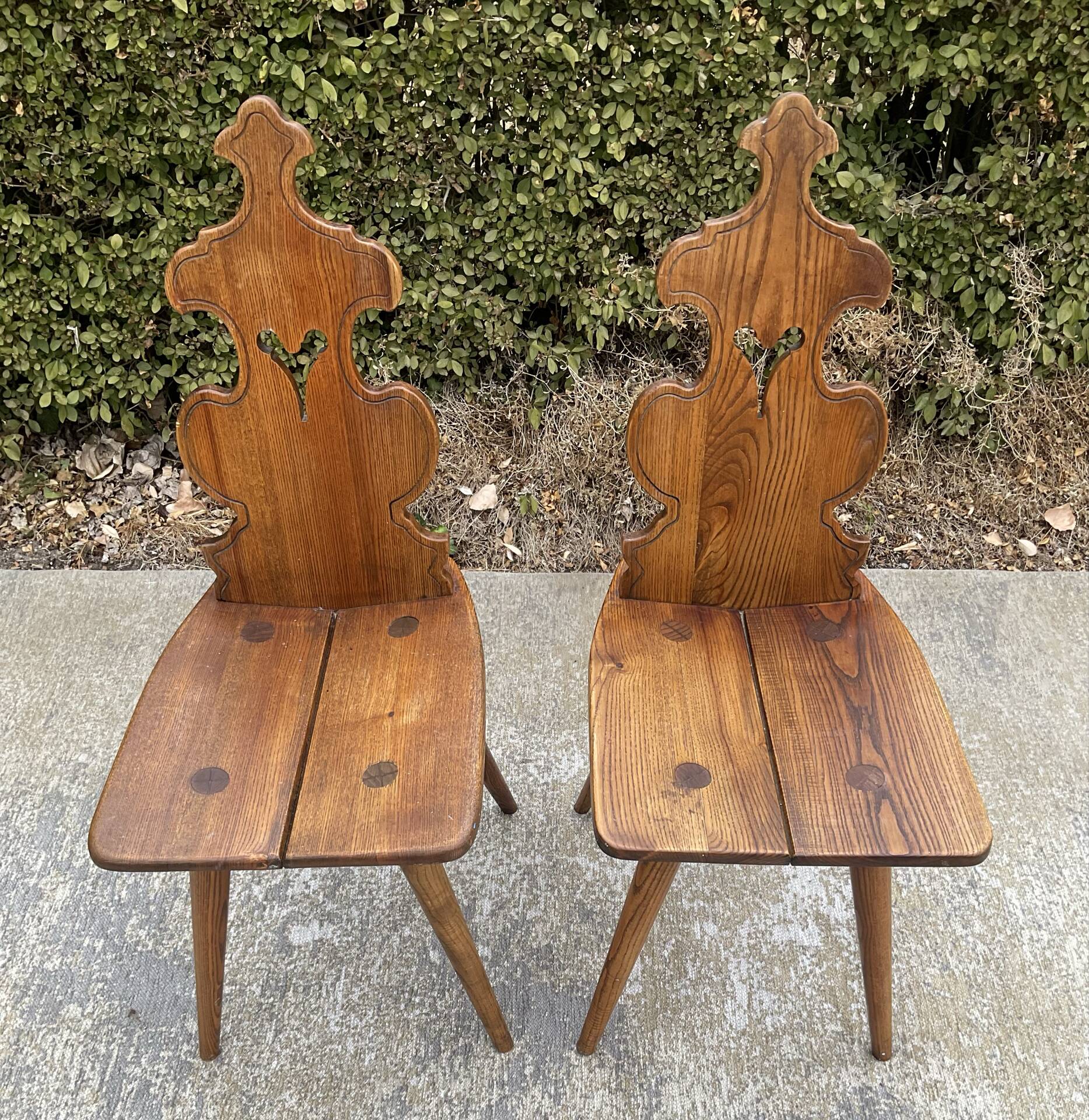 Pair of vintage Tyrolean chairs in solid wood
