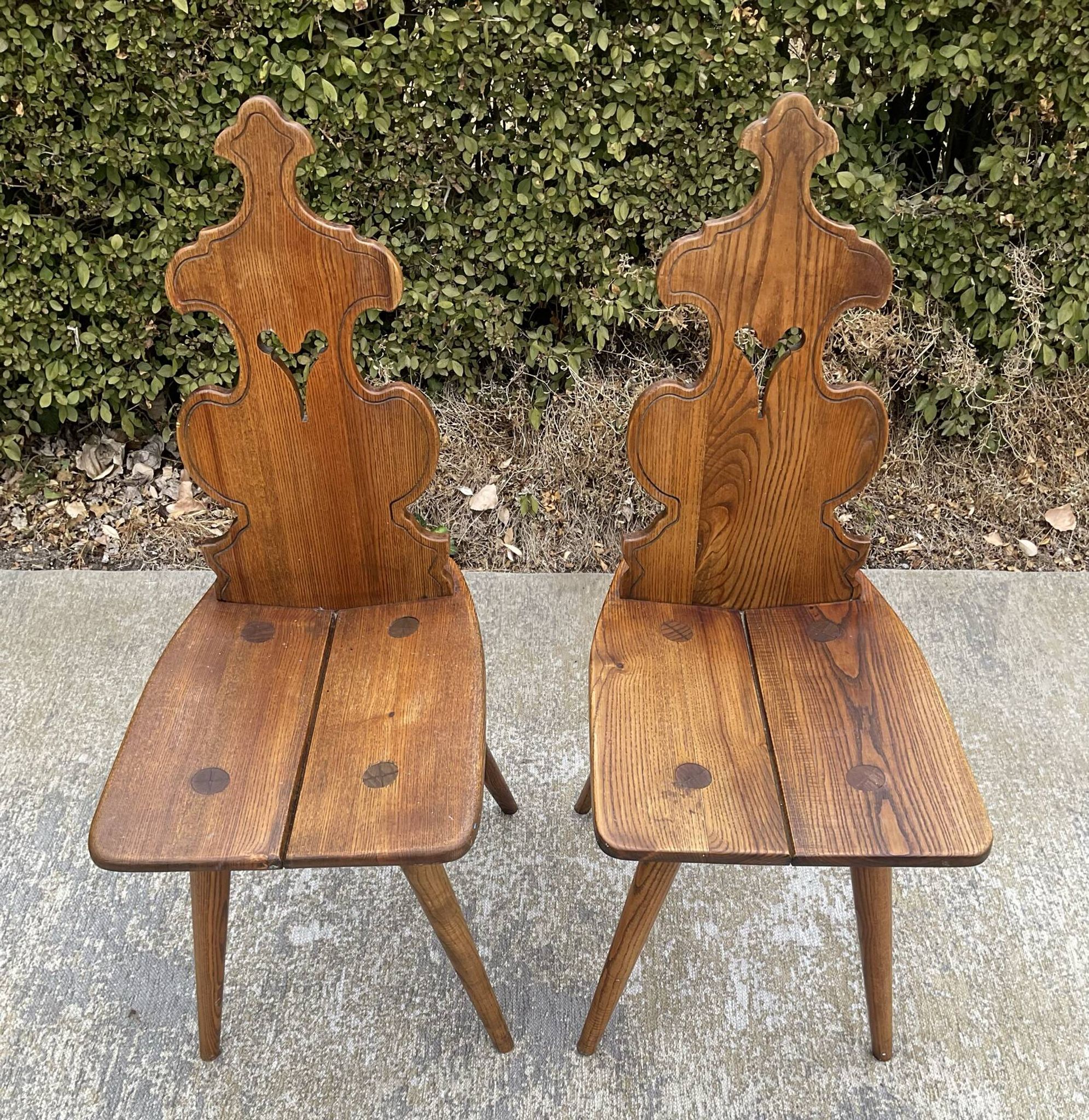 Pair of vintage Tyrolean chairs in solid wood