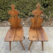Pair of vintage Tyrolean chairs in solid wood