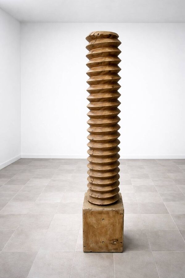 Vis de pressoir en bois sculpté  – Objet déco/indust