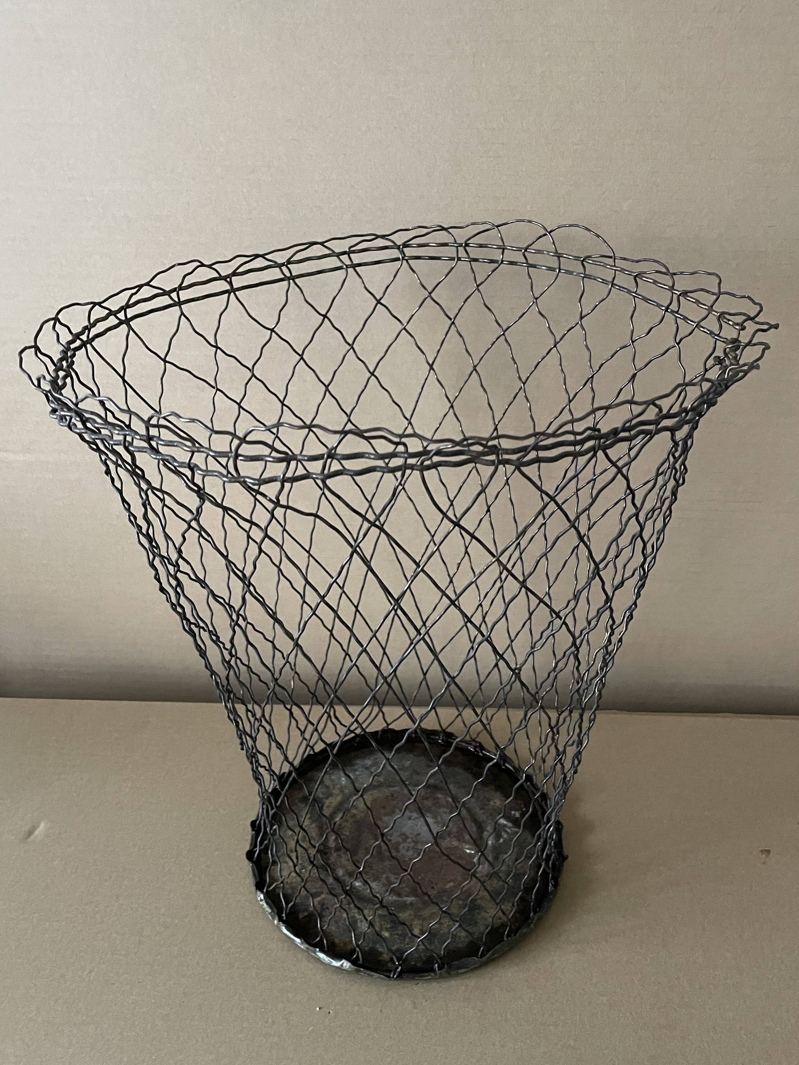 Old metal wastebasket