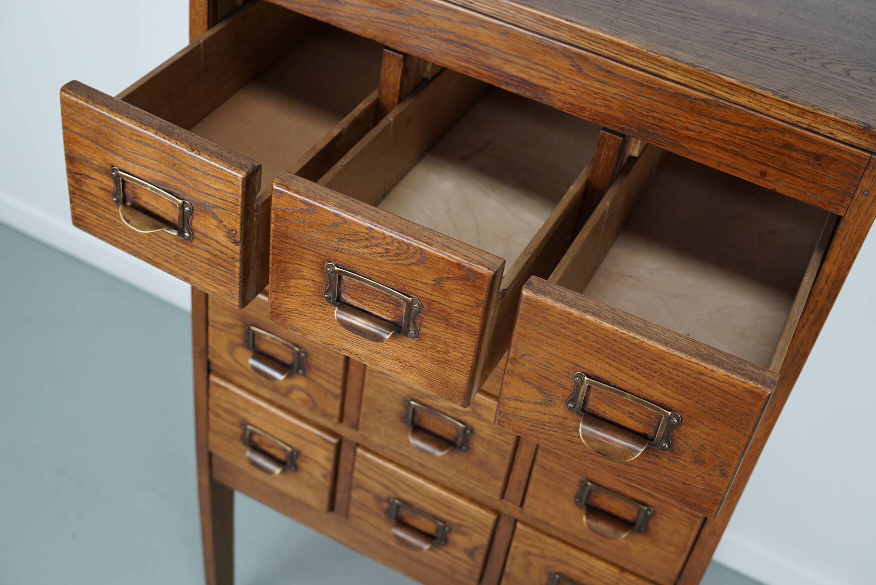 Antique Dutch Oak Apothecary Cabinet or Filing Cabinet, 1930s