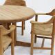 Set vintage dining table and dining chairs pine wood papercord