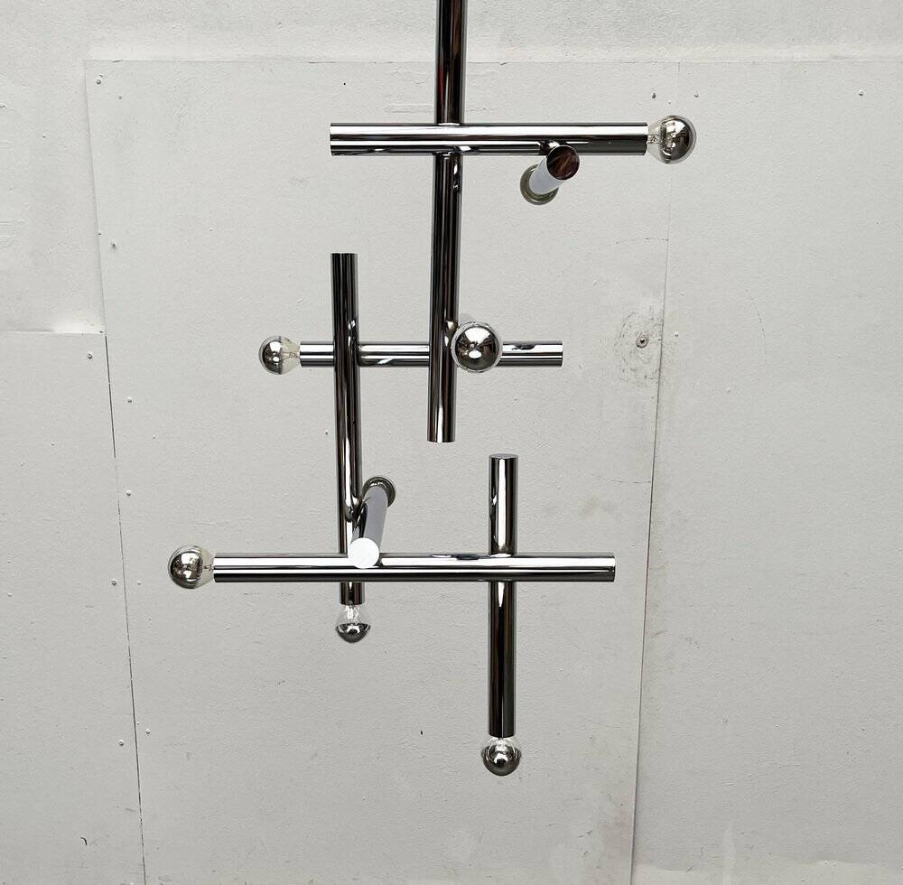 Minimalist chrome ceiling lamp from the mid-century space age by Temde, Switzerland, 1960s.