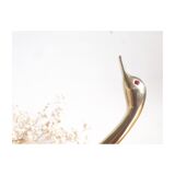Statuette cygne en teck et laiton