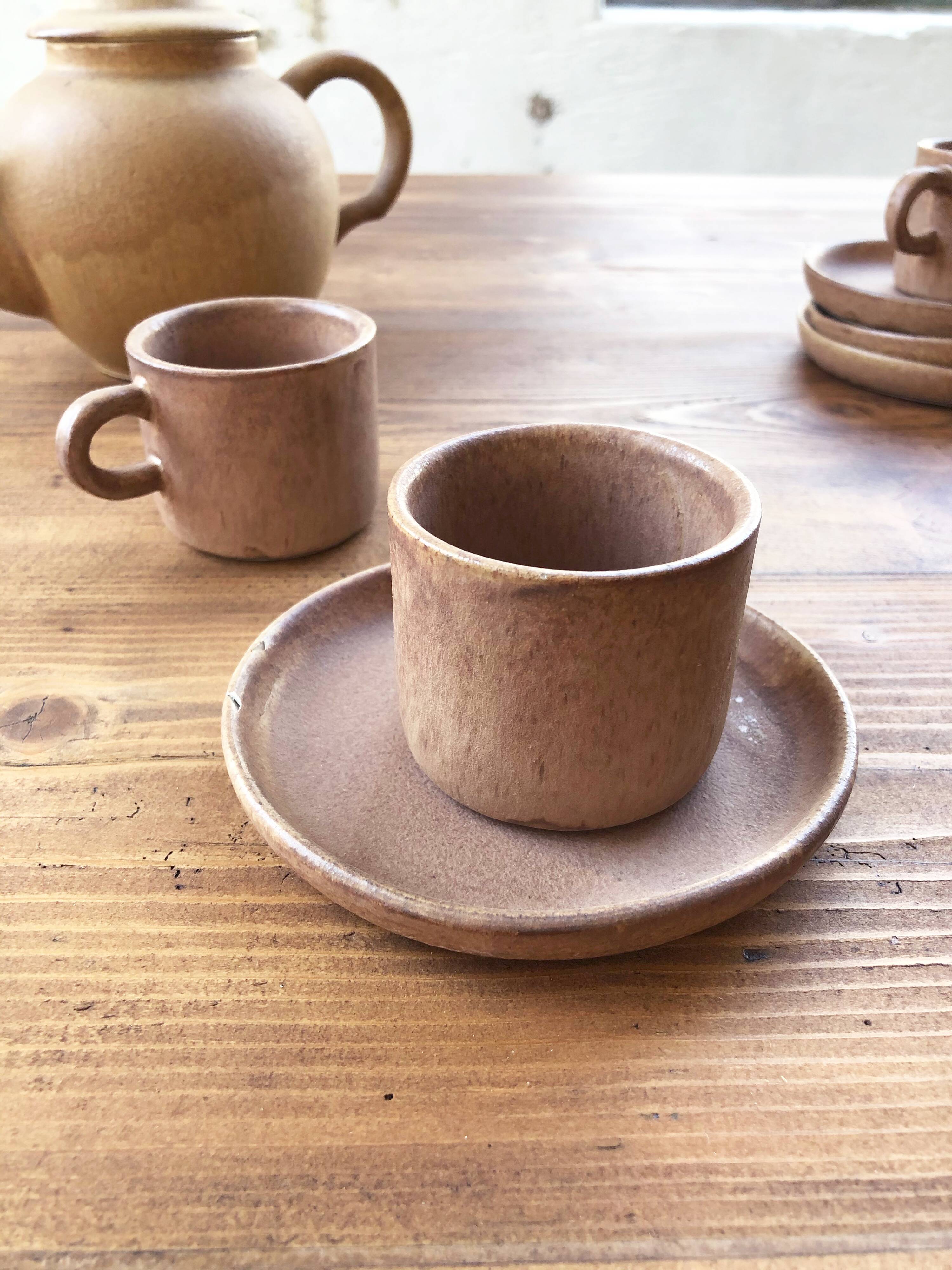 Set théière et tasses en grès